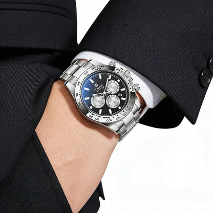2026 NEW Automatic Mechanical Watch Man Silver Business Casual 3ATM Waterproof Multi-functional Men's Watches