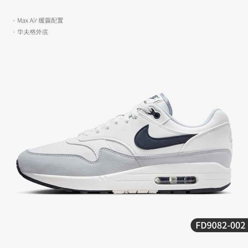 Nike Air Max 1 genuíno para homem, sapatilha desportiva retro de cano baixo com amortecimento Air FD9082-002