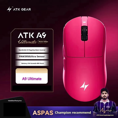 Rato Gaming Sem Fios ATK A9 com Tecnologia NearLink, Ergonómico PAW3395, Tri-Mode Bluetooth de Baixa Latência para Esports e PC