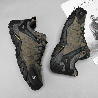 HIKEUP-Chaussures de randonnée en cuir suédé pour homme, baskets d'extérieur résistantes à l'usure, trekking, marche, chasse