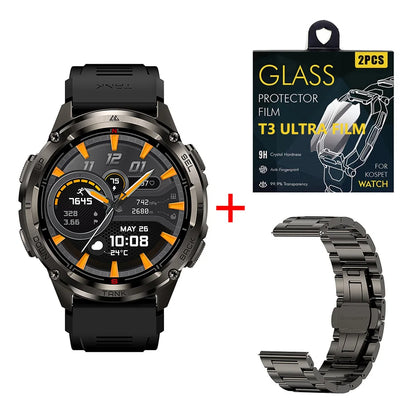 Ceas inteligent KOSPET TANK T3 Ultra 2 pentru bărbați, cu GPS, din oțel inoxidabil, rezistent la apă până la 50 m, IP69K, monitor de sănătate, compatibil cu Android și iOS