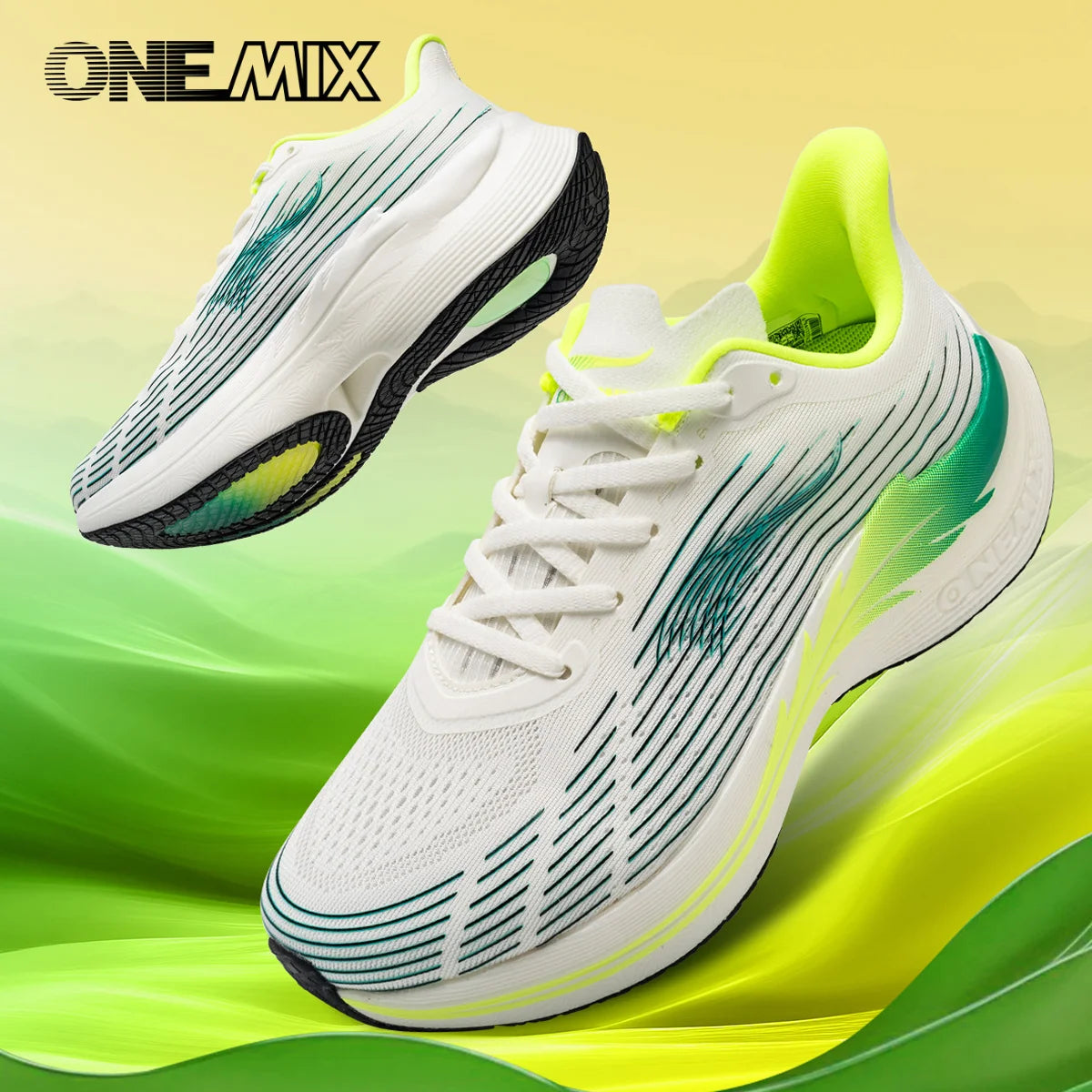 Onemix New Men Marathon Running Shoes for Women Breathable Lightweight Sneakers Lace Up Athletic Shoes Comfortable Light Soft