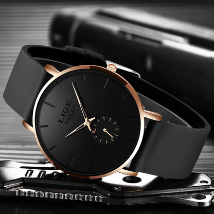montre pour homme LIGE – Style sportif et tendance, marque de luxe, étanche, design épuré et ultra-fin, montre à quartz pour homme