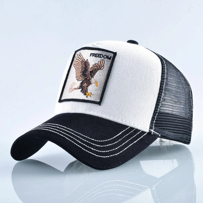 Cappellino trucker fashion con patch ricamata con capra, snapback da baseball quattro stagioni per uomo e donna, cappello con visiera regolabile