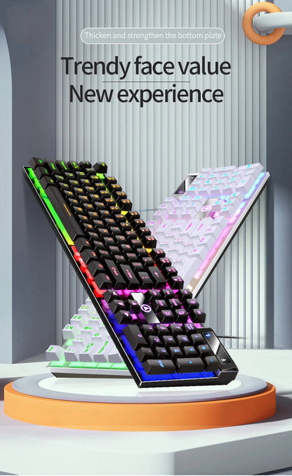 Kabelgebundene USB-Gaming-Tastatur mit Hintergrundbeleuchtung, 104-Tasten-Gamer-Tastatur für Computer/Laptop/PC, ergonomisches Design, Office-Gaming-Zubehör