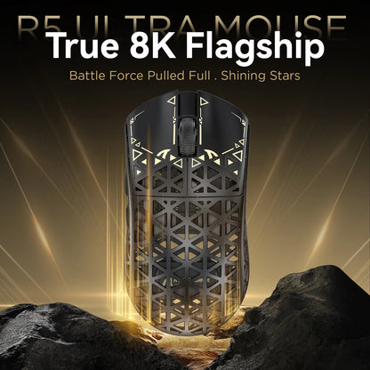 ATTACK SHARK R5 Ultra Carbon Fiber Wireless 8K Gaming Mouse 39g SUPERLIGHT, PixArt PAW3950MAX Gaming Sensor, 8000Hz Wireless Poll