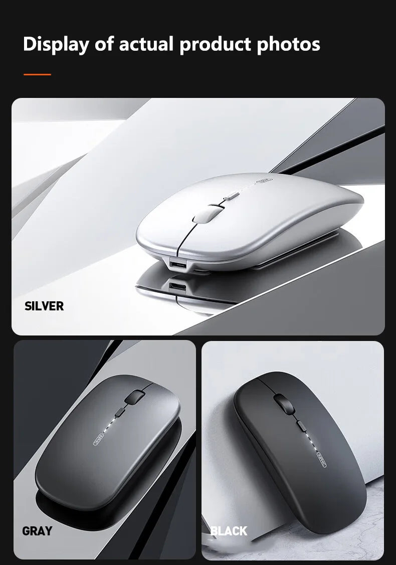 Inphic M1P Rechargeable 2.4G Wireless Mouse Battery Level Display Office Mute Ultra Thin Portable Mouse for Laptop