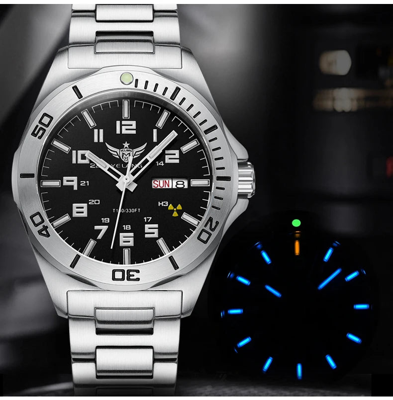 YELANG V1019 Men's Luminous Watch 44mm Mechanical Sapphire Miyota 8205 Automatic Movement 100m Waterproof Diver's Watch for Men