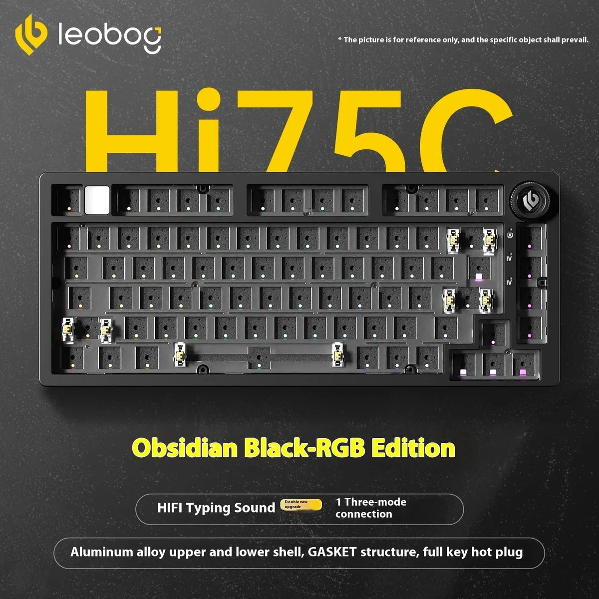 LEOBOG Hi75C Mechanical Keyboard 3Mode/Wired kit Hot Swap With Knob RGB Aluminium Alloy Gasket Hi75C Keyboard Kit PC Custom Gift
