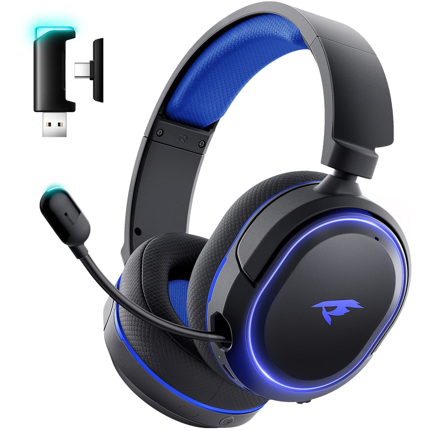 Picun G2 Wireless Gaming Headset Bluetooth 5.3, 7.1 Surround Sound Gaming Headphones, 2.4G Low Latency Wireless Gaming Headset with ENC Microphone for PC, PS5, PS4, Switch & Mobile