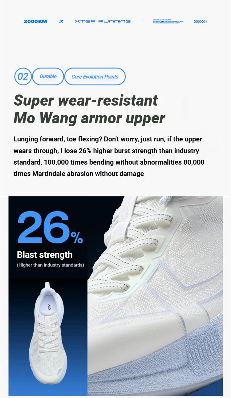 Xtep 2000 km 5.0 hardloopschoenen voor dames, slijtvast, duurzaam, gevechtsbestendig, lichtgewicht sneakers 874118110024