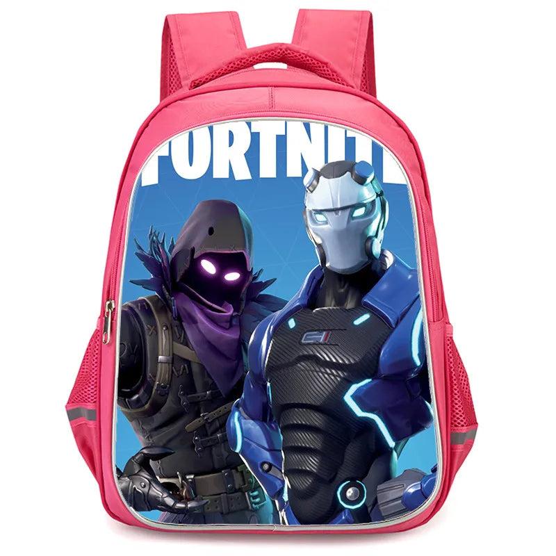 16 Inch Fortnite Cartoon Backpack Unisex for Boys Girls with Dual Zippers Large Capacity Lightweight Student Backpack