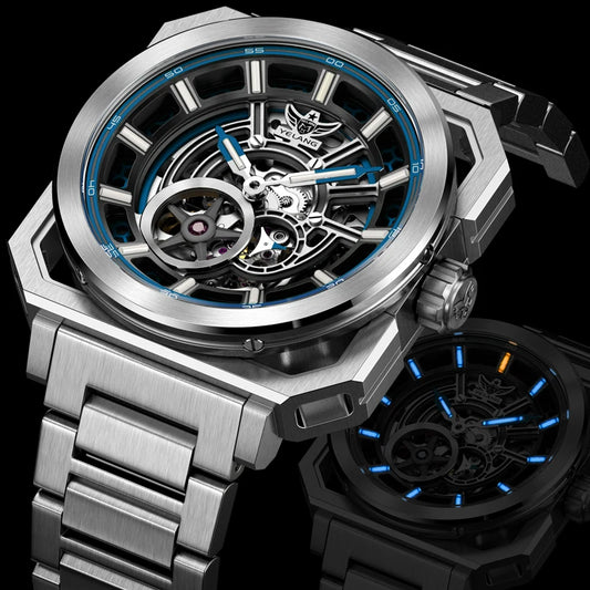Yelang V1216 Men Watch Luxury Brand Watch 42mm Hollow Dial Japan MIYOTA 8N40 Automatic Movement 100M Waterproof Watch Luminous