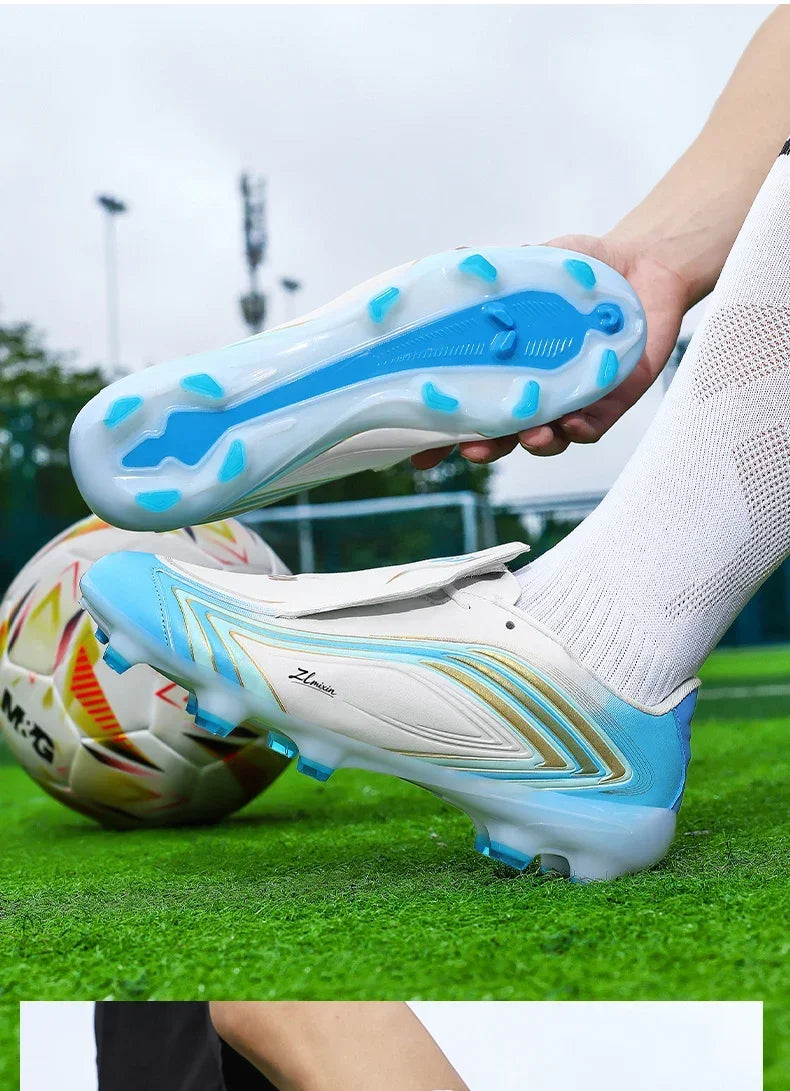 Chaussures de football à crampons longs FG pour hommes, modèle bas, antidérapantes, ultra-légères, pour entraînement et matchs sur gazon naturel en extérieur