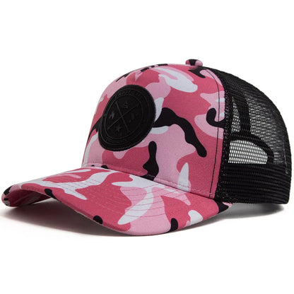 ENJOY LIFE Letter Patch Snapback Hat Camouflage Breathable Mesh Men Hip Hop Baseball Cap Outdoor Casual Sun Hat For Women