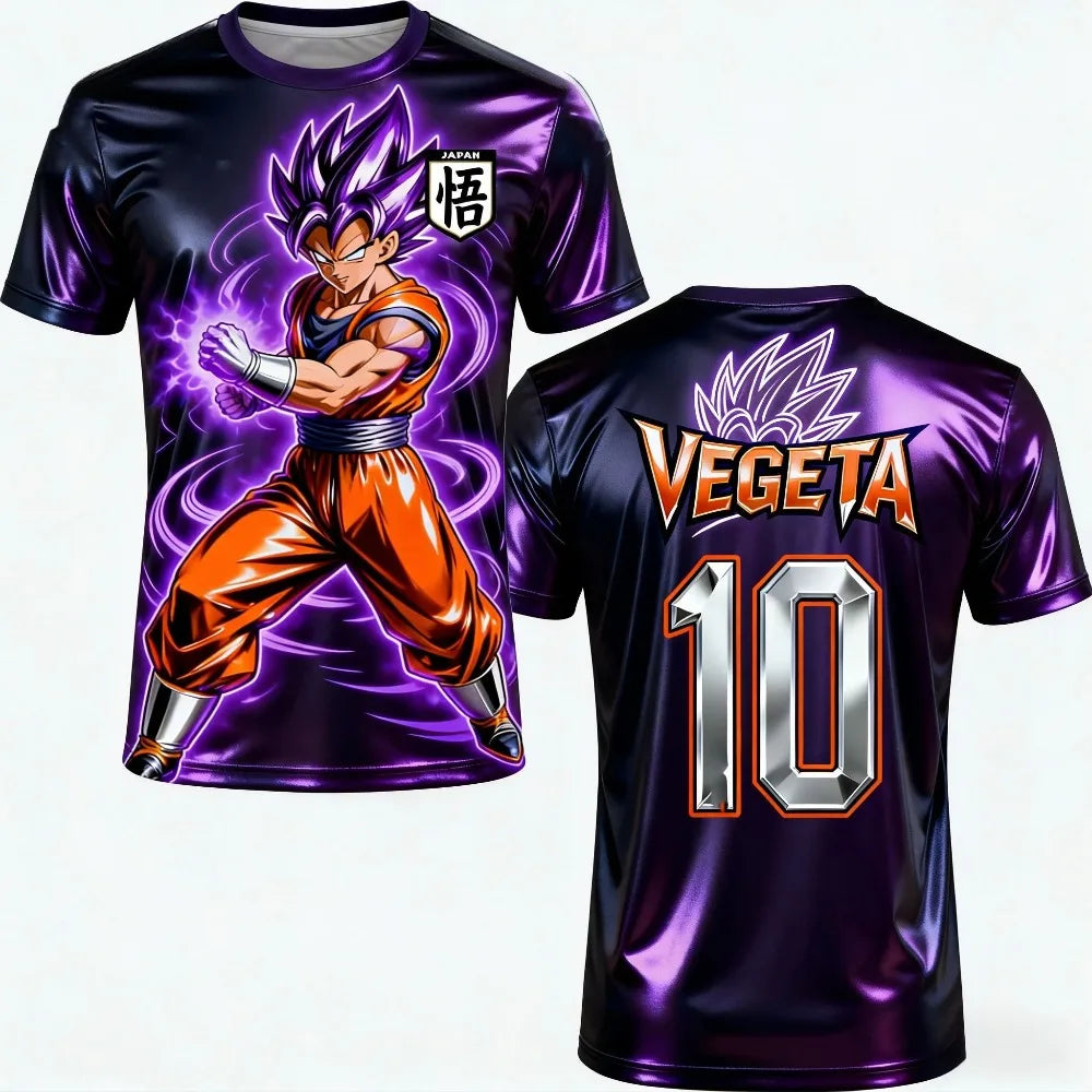 Sommer-Dragon Ball-T-shirt til mænd – åndbar, 3D-trykt, afslappet, familievenlig, unisex, børn, sport, fodboldtræningstrøje