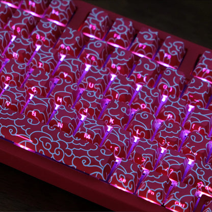 KYOMOT 135 Keys PBT Side Print Keycap Double Shot Cherry Profile Shine Through Keycaps for MX Switch Games Mechanical Keyboard