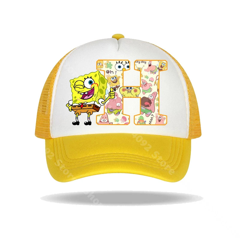 Καπέλο μπέιζμπολ SpongeBob SquarePants για παιδιά και ενήλικες με τυπωμένα γράμματα, καπέλα ηλίου, anime, καρτούν, ρυθμιζόμενα καπέλα με γείσο, καλοκαιρινό καπέλο για καθημερινή χρήση, νέο