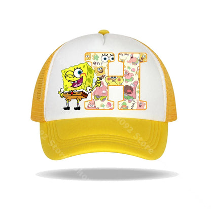 Καπέλο μπέιζμπολ SpongeBob SquarePants για παιδιά και ενήλικες με τυπωμένα γράμματα, καπέλα ηλίου, anime, καρτούν, ρυθμιζόμενα καπέλα με γείσο, καλοκαιρινό καπέλο για καθημερινή χρήση, νέο
