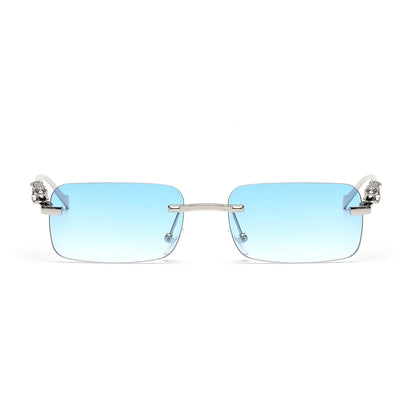 Ruiao rimless sunglasses UV400 fashion square metal glasses for men women designer man's brand sun glasses shades for outdoor