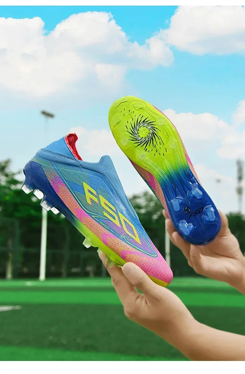 Nouvelles Chaussures de Football pour Hommes – Crampons d'Extérieur pour Entraînement sur Gazon – Baskets Mi-Montantes Légères Antidérapantes de Haute Qualité – Meilleures Ventes