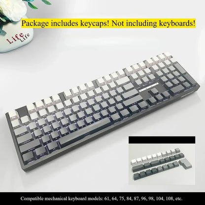 New 133 Keys Gradient Green Shine Through Keycaps Side Printed PBT Keycap Cherry Profile Double Shot for Mechanical Keyboards