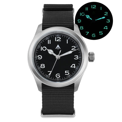 Militado ML08 V2 Vintage-Quarzuhr Military VH31-Uhrwerk Doppeltes Saphirglas C3 BGW-9 Leuchtend Wasserdicht 38mm Uhr