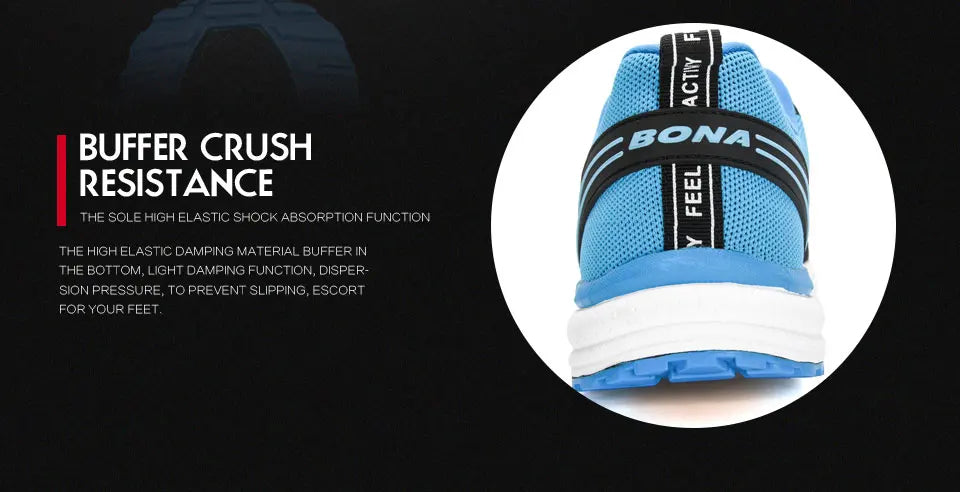 BONA New Popular Style Men Running Mesh Weaving Upper Sport Shoes ventilate Jogging Walking Sneakers Lace Up