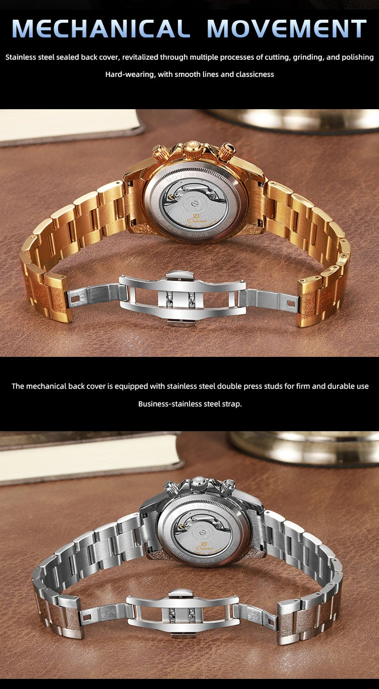 2026 NEW Automatic Mechanical Watch Man Silver Business Casual 3ATM Waterproof Multi-functional Men's Watches