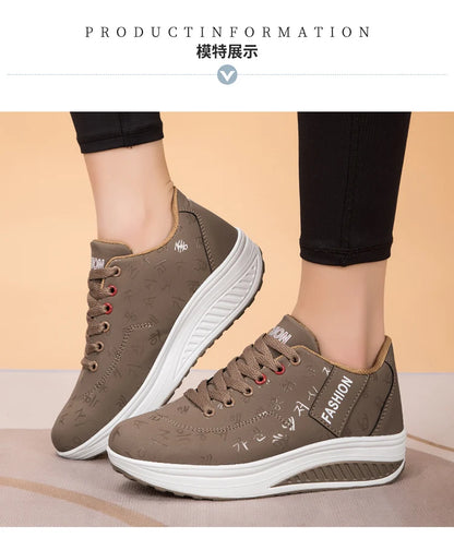 Women’s Outdoor Thick-Bottom Swinging Casual Shoes Fashion Platform Large 42 Flat-Bottom Walking Sports Shoes Walking and Running