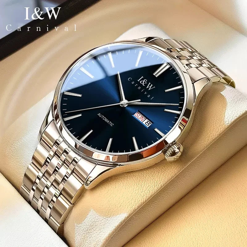 Carnival High-end Series I&W Brand Automatické mechanické hodinky Pánske vodotesné hodinky Oceľ 316L Safír Pánske hodinky na biznis