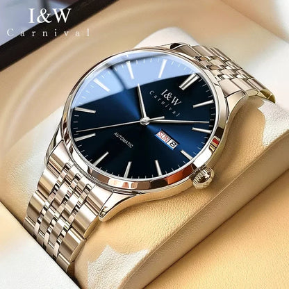 Carnival High-end Series I&W Brand Automatické mechanické hodinky Pánske vodotesné hodinky Oceľ 316L Safír Pánske hodinky na biznis