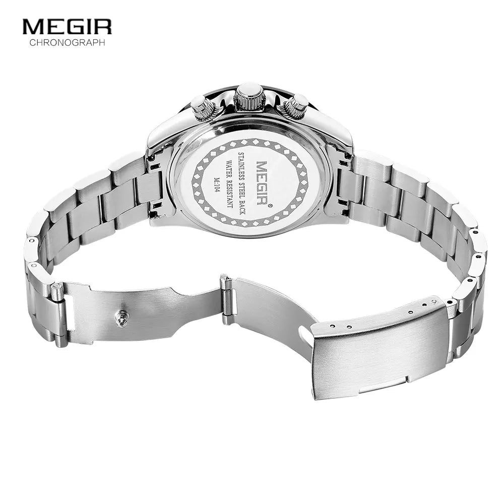 Montre homme MEGIR, marque de luxe, montre de sport à quartz, bracelet en acier inoxydable, étanche, chronographe, montre-bracelet