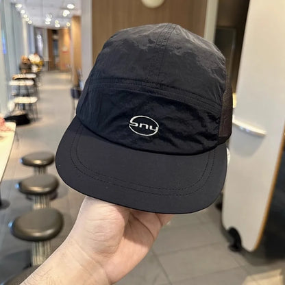 Korean Letter Embroidery Baseball Cap - Peaked Hat, Breathable Mesh Quick Drying UV Protection, Simple ins Style Lightweight