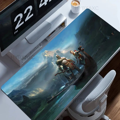 Large Size Mouse Pad God of War Gaming Accessories Keyboard Mausepad Computer Pc Gamer Cabinet Deskmat Anime Rubber HYBXAXC XXL