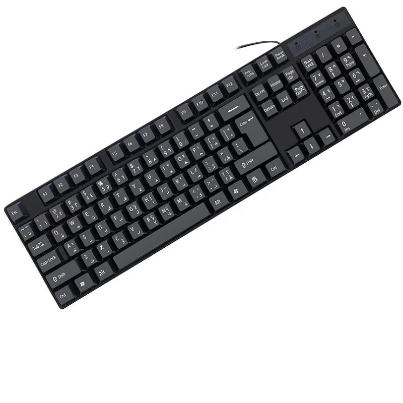 Multilingual USB Wired 104 Keys Gaming Keyboard – Spanish French Russian Arabic English Keyboard for PC & Desktop Computer