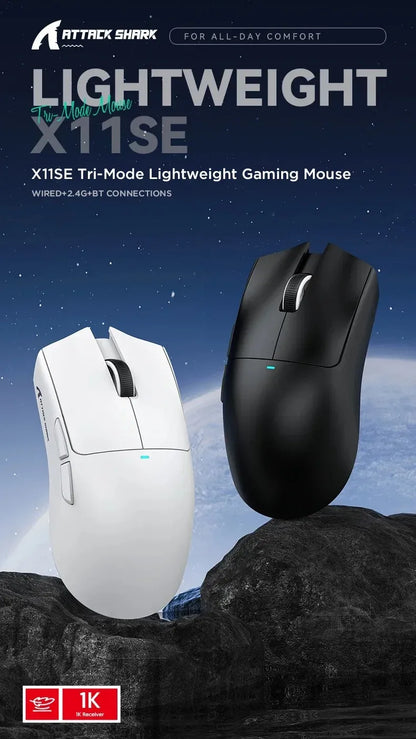 ATTACK SHARK X11SE Ultra-Light Wireless Gaming Mouse, 20 Million Cycles Life, PAW3311 Gaming, 22K DPI, 400 IPS, 40G, 1KHz, 65 Hours, 30mAH