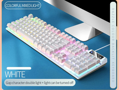 Kabelgebundene USB-Gaming-Tastatur mit Hintergrundbeleuchtung, 104-Tasten-Gamer-Tastatur für Computer/Laptop/PC, ergonomisches Design, Office-Gaming-Zubehör