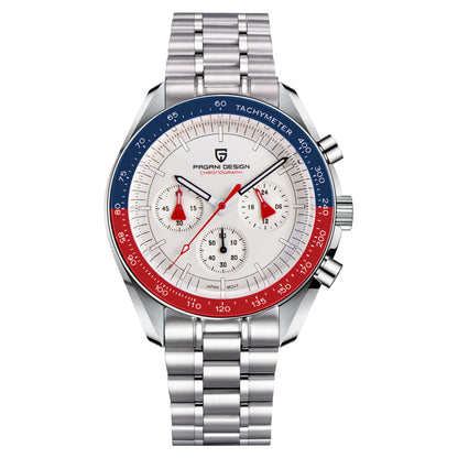 Montre pour homme PAGANI DESIGN « New Moon » – Montre à quartz de luxe, chronographe, verre saphir avec traitement antireflet, lunette en céramique, aiguilles luminescentes