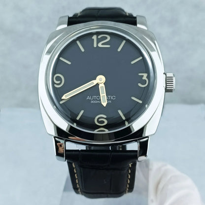 Zegarek męski 46 mm z ręcznym naciągiem, mechanizm Seagull ST3600, szkło szafirowe, wodoodporny, stal nierdzewna 316L, zegarek na zamówienie