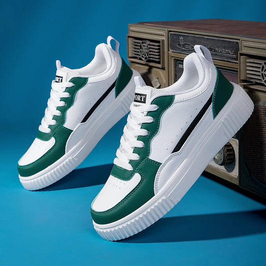 Andningsbara, trendiga och mångsidiga vita sommarsneakers för tonårspojkar – halkfria sportskor med tjock sula