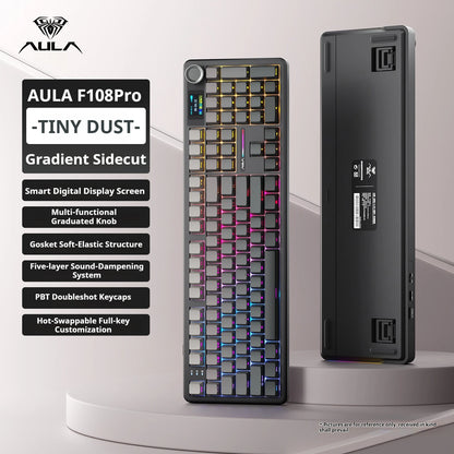 Teclado mecánico AULA F108 PRO personalizado con diseño 100%, retroiluminación RGB, Bluetooth inalámbrico, interruptor HiFi para gaming