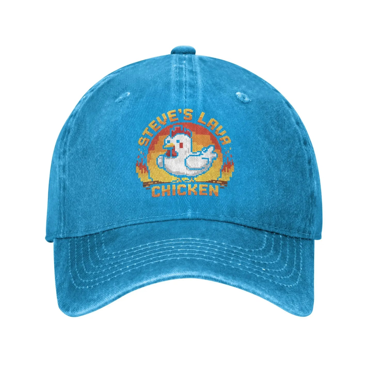Unisex Chicken Jockey Lava Chicken Print Steves Hat Fashion Distressed Washed  Baseball Cap Adjustable