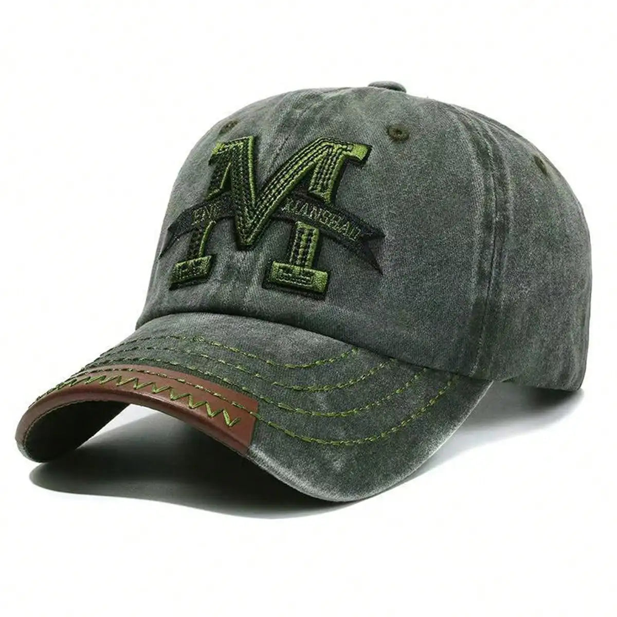 Unisex M Letter Embroidery Wash Baseball Caps Outdoor Adjustable Spring and Autumn Casual Sunscreen Hat