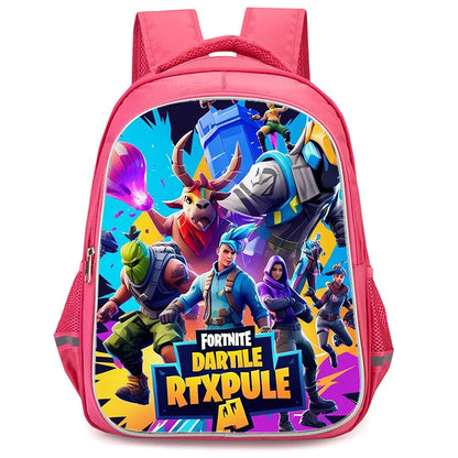 16 Inch Fortnite Cartoon Backpack Unisex for Boys Girls with Dual Zippers Large Capacity Lightweight Student Backpack