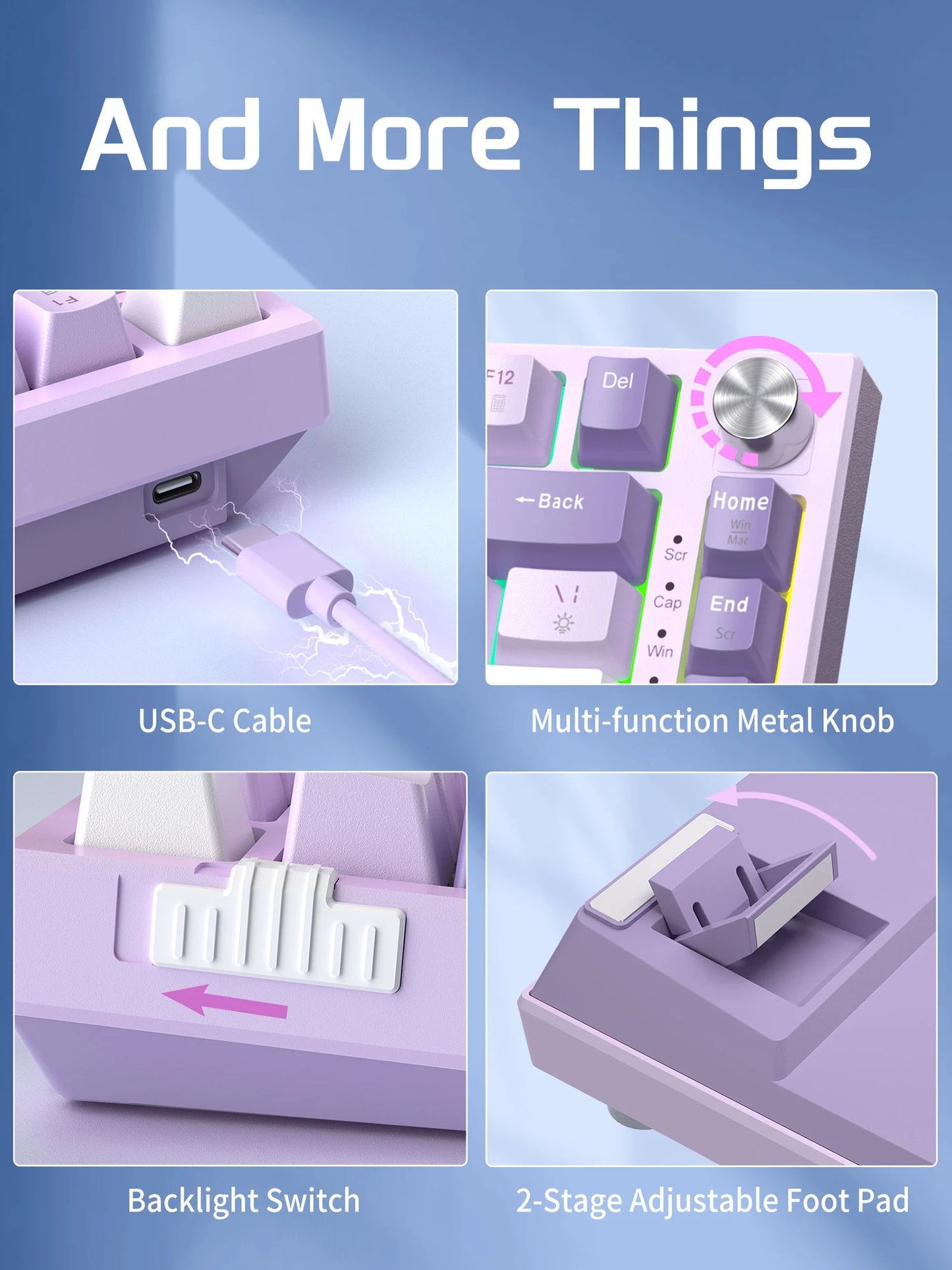 Teclado gaming mecânico MageGee SKY81 75%, RGB, gasket mount, hot-swappable, com fios, personalizável, som cremoso, amortecimento acústico e botão rotativo