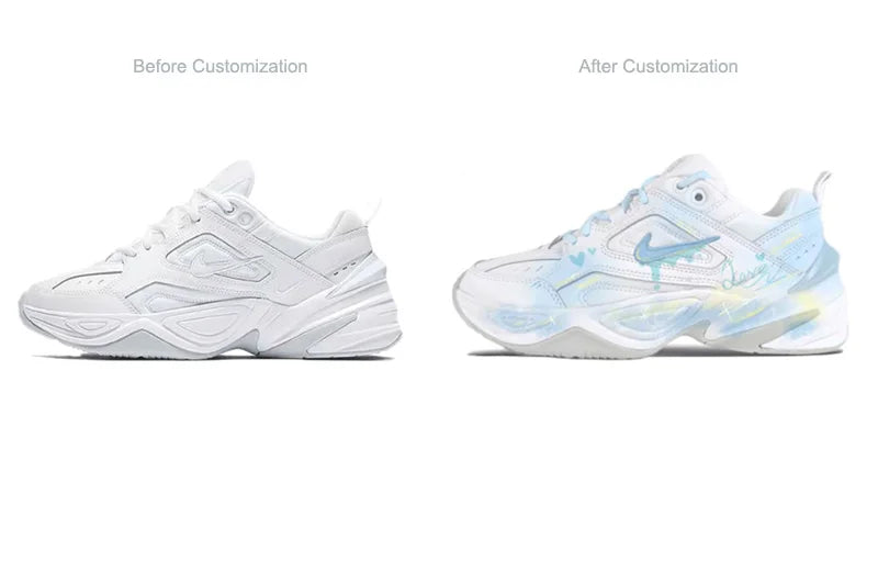 Op maat gemaakte Nike M2K Tekno Dreamy Island Fresh handgeschilderde lage retro hardloopschoenen voor dames