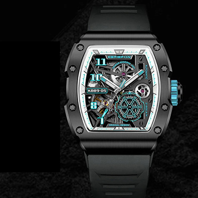 Custom Men's Watch Luxury Automatic Watches for Men High-end Hollow Rose gold Stainless Steel Mechanical Wrist Watch Reloj Clock