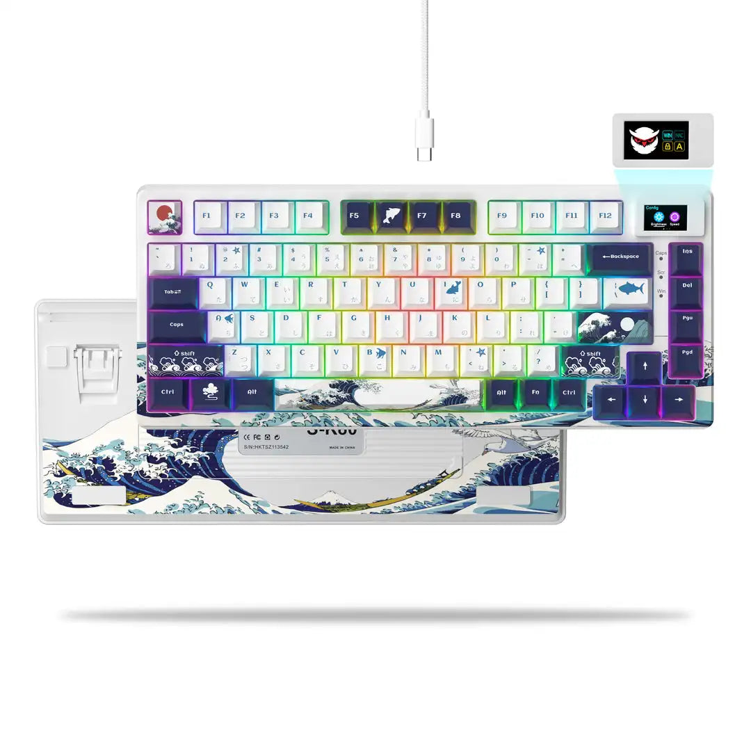 Womier SK80 Green 75% Keyboard with Color OLED Display Mechanical Gaming Keyboard Gasket Mounted RGB Hot Swap Custom Keyboard