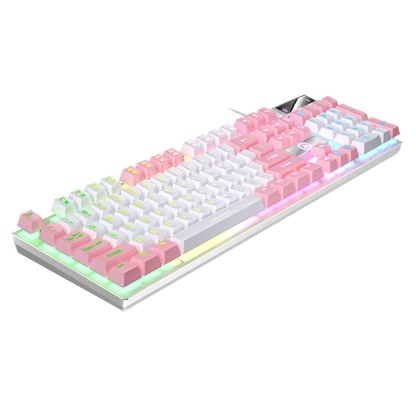 Kabelgebundene USB-Gaming-Tastatur mit Hintergrundbeleuchtung, 104-Tasten-Gamer-Tastatur für Computer/Laptop/PC, ergonomisches Design, Office-Gaming-Zubehör
